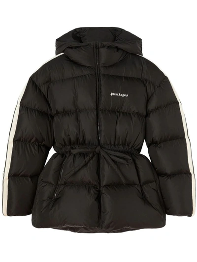 Shop Palm Angels Logo-embroidery Hooded Padded Jacket In Black Off White
