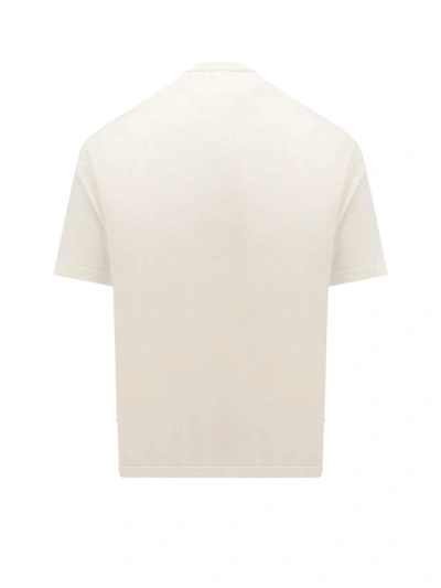 Shop Palm Angels Off White Cotton Monogram T-shirt In Beige