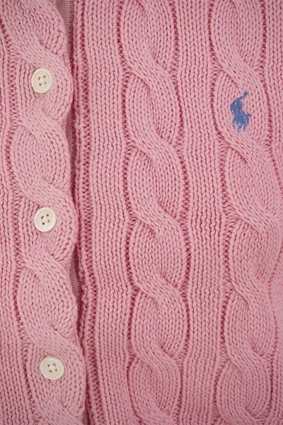 Shop Ralph Lauren Pink Cotton Cable-knit Cardigan