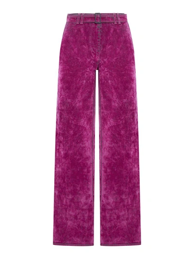 Shop Sunnei High Waisted Pants In Pink & Purple