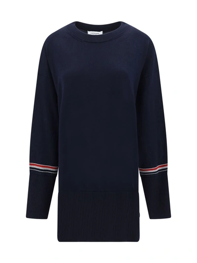 Shop Thom Browne Merino Wool Sweater In Blue