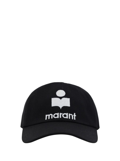 Shop Isabel Marant Black And White Cotton Baseball Cap In Black/ecru