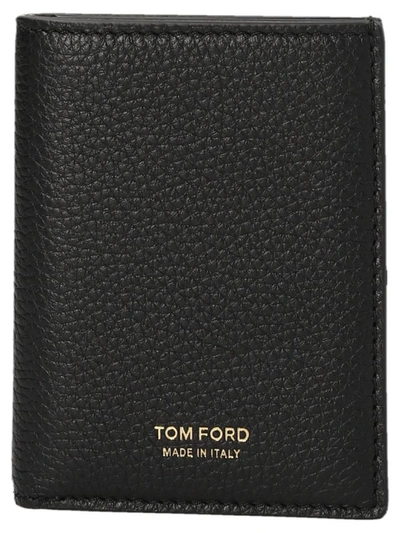 Shop Tom Ford Black Leather Card Holder With Logo