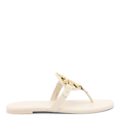 Shop Tory Burch Cream Leather Miller Flats In New Cream