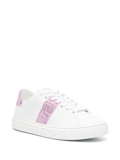 Shop Versace 'greca' Sneakers In Pink