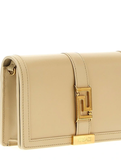 Shop Versace 'greek Goddess' Mini Bag In Beige