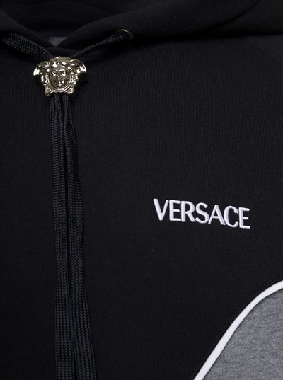 Shop Versace Cotton Hoodie In Grey
