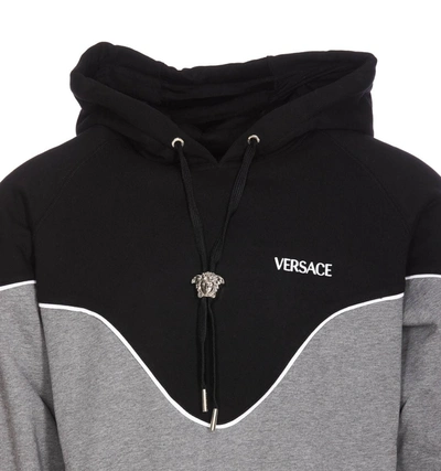Shop Versace Cotton Hoodie In Grey