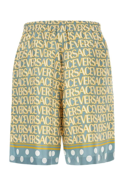 Shop Versace Shorts Red In Light Blue+ivory