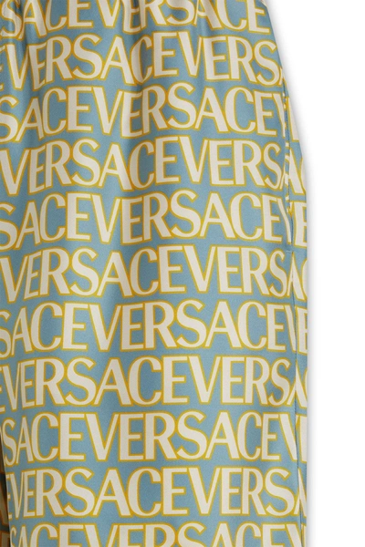 Shop Versace Shorts Red In Light Blue+ivory