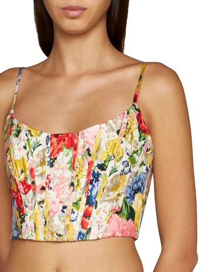 Shop Zimmermann 'alight Corset' Cropped Top In Multicolour