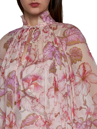 Shop Zimmermann Matchmaker Billow Floral Blouse In Pink