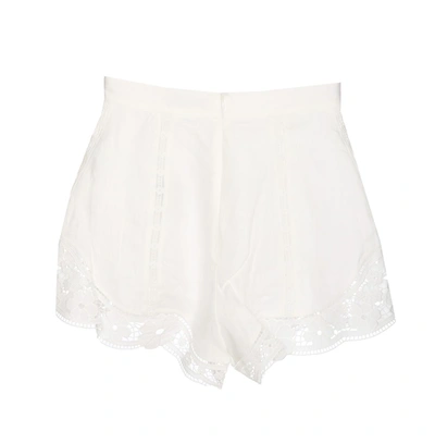 Shop Zimmermann Lace Trimmed Linen Shorts In White