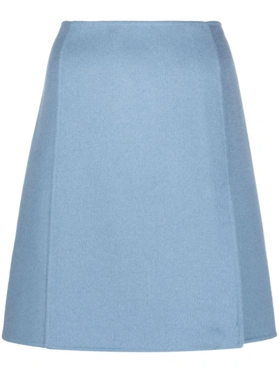 Shop P.a.r.o.s.h . High-waist Wool Skirt In Azzurro