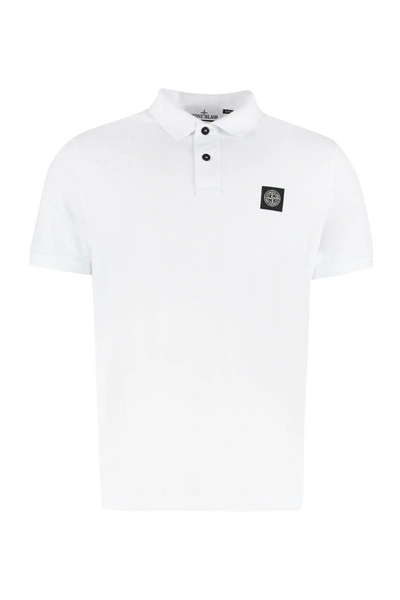 Shop Stone Island Slim Cotton Polo Shirt In White
