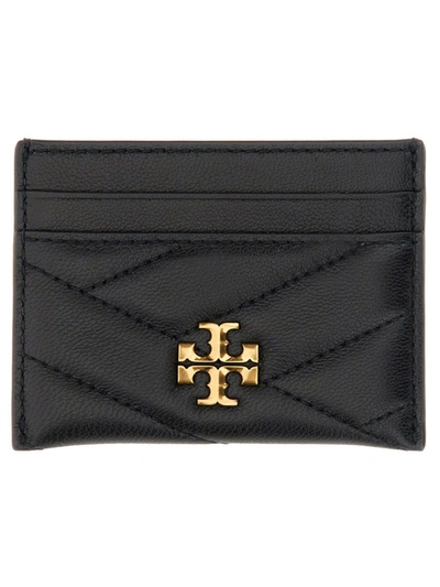 Shop Tory Burch Kira Leather Card Holder In Black