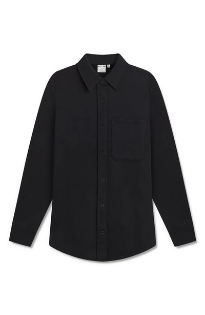 Shop Kut/so High Pile Fleece Shacket In Phantom Black