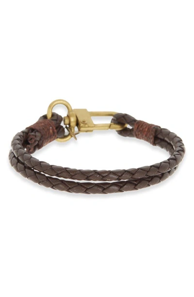 Shop Caputo & Co Braided Craftman Bracelet In Dark Brown