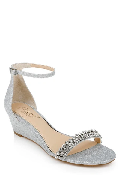 Shop Jewel Badgley Mischka Lora Wedge Sandal In Silver Glitter