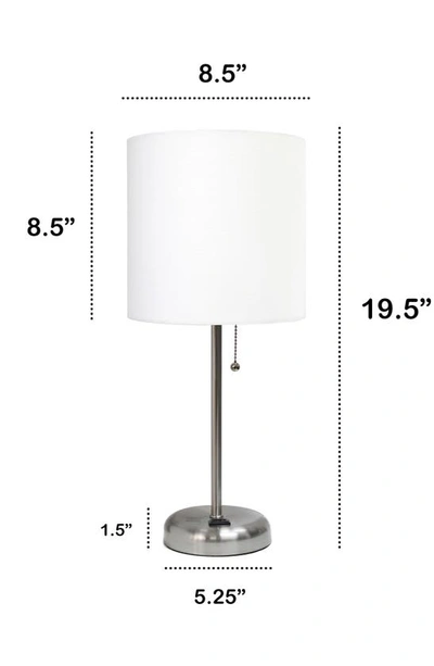 Shop Lalia Home Usb Table Lamp In Brushed Steel/ White Shade