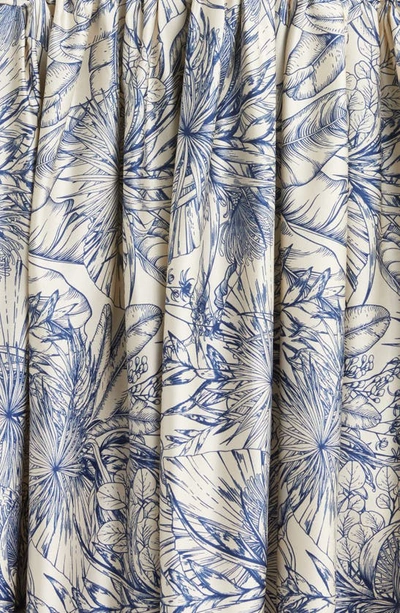 Melloday Botanical Print Short Sleeve Cutout Dress In Navy Tropical