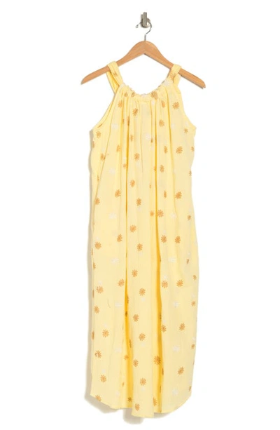 Shop Stitchdrop Casita Cotton Midi Dress In Lemon