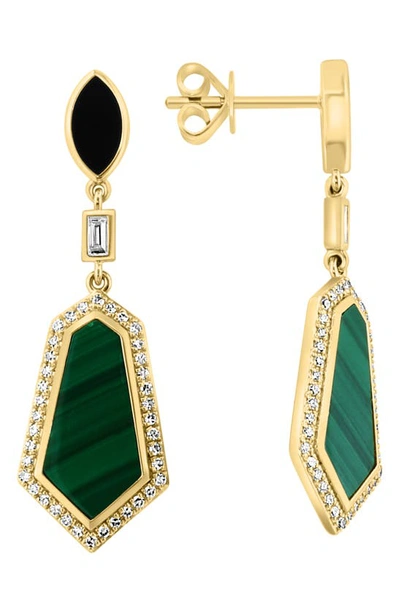 Shop Effy 14k Yellow Gold, Malachite & Diamond Drop Earrings In Green