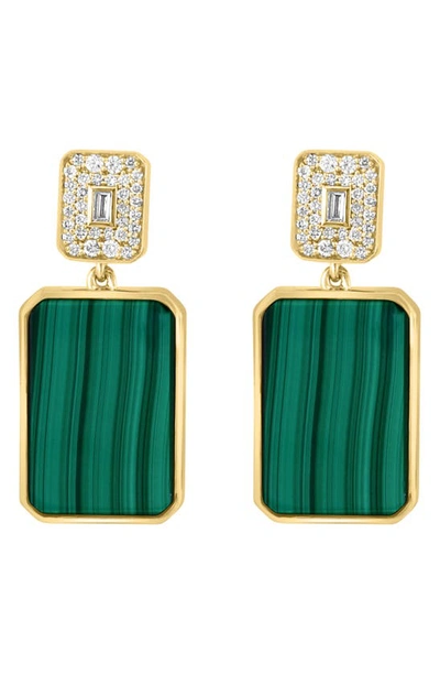Shop Effy 14k Gold Diamond & Malachite Drop Earrings In Green