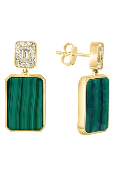 Shop Effy 14k Gold Diamond & Malachite Drop Earrings In Green