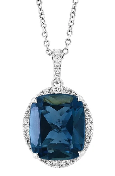 Shop Effy 14k White Gold Diamond & London Blue Topaz Pendant Necklace