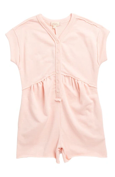 Shop Walking On Sunshine Kids' French Terry Romper In Creole Pink