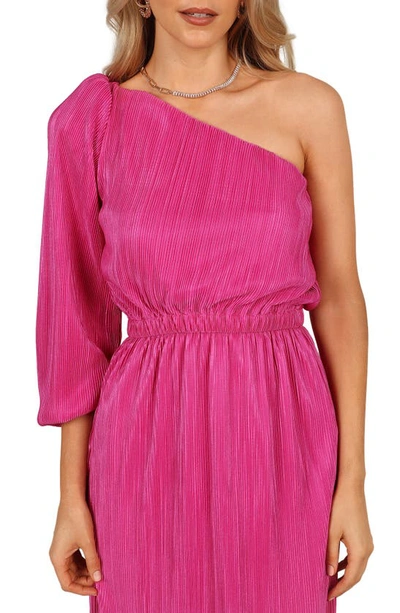 Petal And Pup Womens Pontee One Shoulder Pleated Midi Dress In Orchid