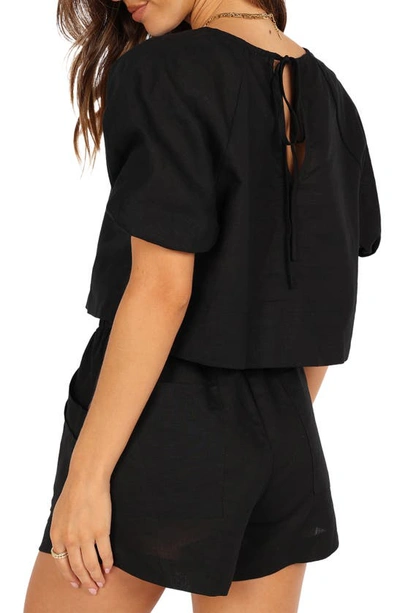 Petal And Pup Petal & Pup Chelsey Linen Blend Shirt & Shorts Set In Black