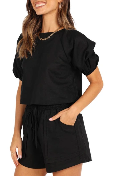 Petal And Pup Petal & Pup Chelsey Linen Blend Shirt & Shorts Set In Black