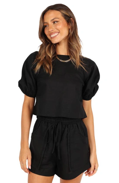 Petal And Pup Petal & Pup Chelsey Linen Blend Shirt & Shorts Set In Black