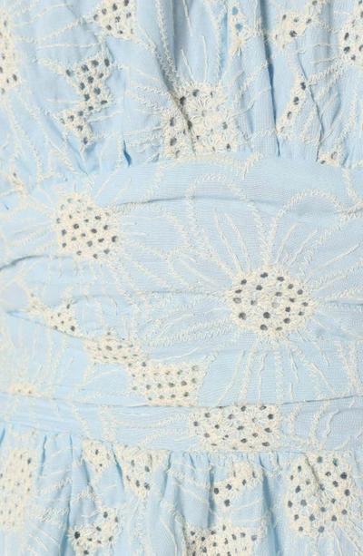 Petal And Pup Taila Eyelet Embroidered Halter Neck Cotton Maxi Dress In Blue Floral