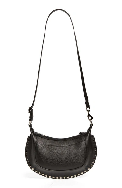 Shop Isabel Marant Oskan Moon Leather Shoulder Bag In Black/ Silver