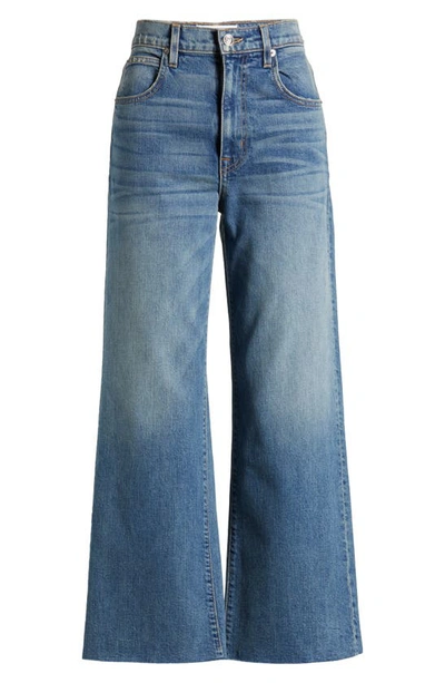 Shop Slvrlake Grace Raw Hem High Waist Crop Wide Leg Jeans In Blue Bird