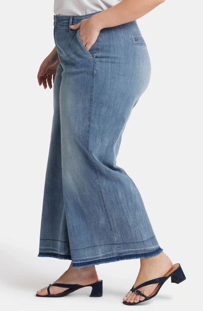 Nydj Plus Mona Womens Frayed Hem Denim Ankle Jeans In Blue