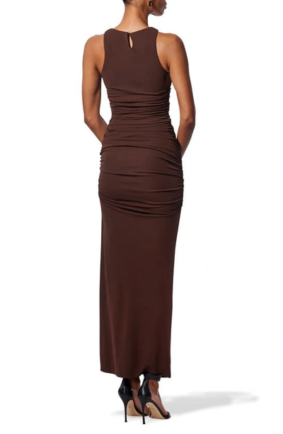 Shop Carolina Herrera Ruched Body-con Maxi Dress In Mocha