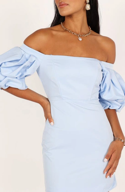 Petal And Pup Fern Off The Shoulder Puff Sleeve Minidress In Icy Blue