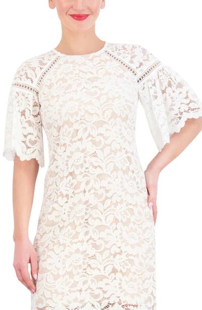 Shop Vince Camuto Scallop Hem Lace Dress In Ivory Beige