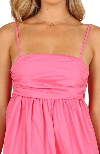Petal And Pup Alice Bow Back Cotton Babydoll Minidress In Hot Pink