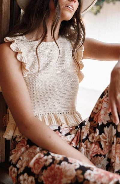 Petal And Pup Katie Frill Sleeveless Sweater In Cream