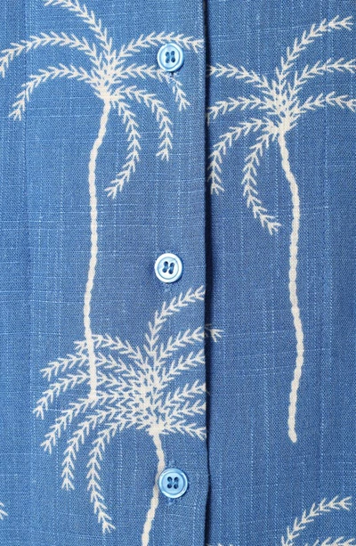 Petal And Pup Amira Short Sleeve Button-up Shirt In Blue Palm Print