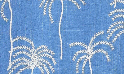 Petal And Pup Amira Short Sleeve Button-up Shirt In Blue Palm Print