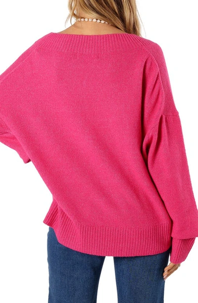 Petal And Pup Palmer V-neck Sweater In Pink