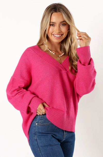 Petal And Pup Palmer V-neck Sweater In Pink