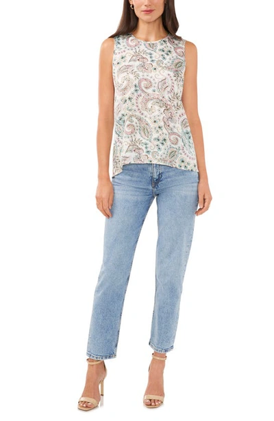 Shop Vince Camuto Paisley Sleeveless Twill Top In New Ivory
