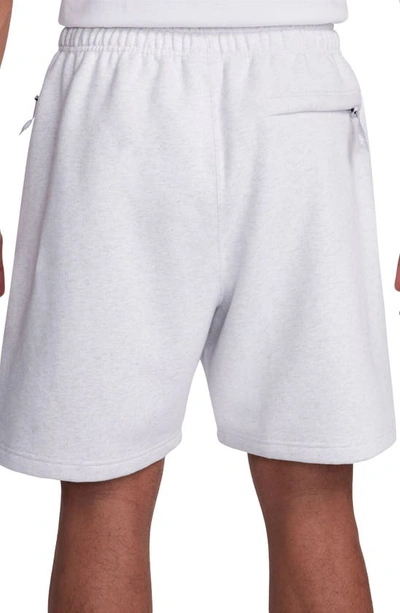 Shop Nike Solo Swoosh Fleece Sweat Shorts In Birch Heather/ White